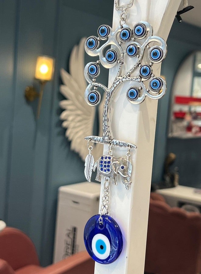 BLUE BEADS خرز أزرق معدني لتزيين المنزل، زينة عين الحسد، زينة معلقة على الباب أو الشجرة، زينة معلقة على الباب أو السيارة، تميمة للسيارة والمنزل والمكتب للحماية والبركة، أزرق - Image 2